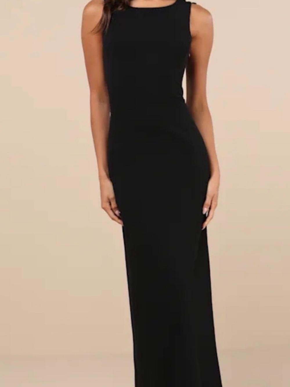 Lulus Perfected Poise Black Bow Cutout Column Sleeveless Maxi Dress